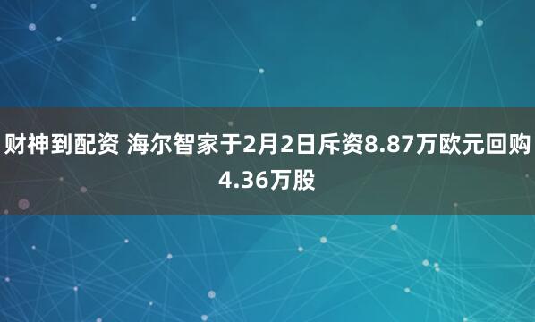 财神到配资 海尔智家于2月2日斥资8.87万欧元回购4.36万股