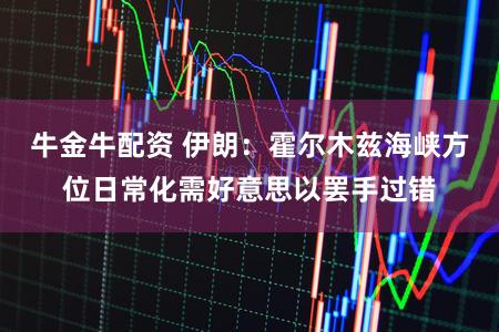 牛金牛配资 伊朗：霍尔木兹海峡方位日常化需好意思以罢手过错