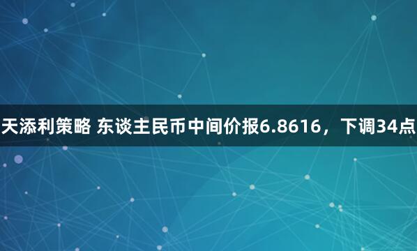天添利策略 东谈主民币中间价报6.8616，下调34点